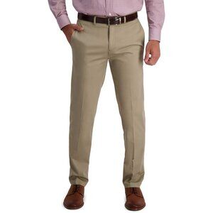 NWT Haggar Mens 34x30 Iron Free Premium Khaki Straight Flat Front Casual Pants